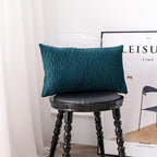 12x20 Teal Throw Pillow Cases: 2 Pack Original Striped Velvet Rectangular Decorative Pillow Covers for Farmhouse Couch