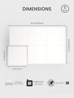 Bumusty Large Cork Board 36" x 24" Alternative - 6 Pack Felt Wall Tiles with 40 Safe Removable Adhesive Tabs, 30 Pushpins, Cork Boards for Walls Pin Board Bulletin Board Office Decor (Milky White)