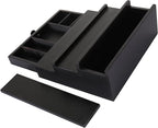 Black Wooden Cologne Organizer for Men - 3 Tier Wooden Perfume Display Stand with Drawer and Hidden Compartment for Organizing and Storing, Cologne Holder Shelf for Dresser