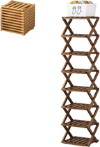 Upgraded The 9-Tier No-Assembly Bamboo Shoe Rack (3–9 Tier), Folding Bamboo Shoe Storage Rack with Zero Assembly Required and Space-Saving Design for Entryway Closet Apartment (Brown, 8 Tier)
