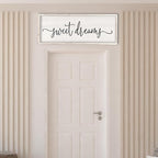 Surfapans Sweet Dreams Wall Decor Above Bed 40"x15" ofr Master Bedroom Guest Room Wood Rustic Framed Wall Art Sign (White)