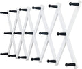 Dseap Accordian Wall Hanger: 16” High Wooden Wall Expandable Coat Rack, Hat Rack Holder, Accordion Hook for Baseball Caps, Coats, Mugs,17 Peg Hooks, White & Black