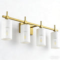 SOLFART Bathroom Light Fixtures, 4 Light Vanity Lights for Bathroom, Gold Wall Light with Milky White Glass for Mirror, Living Room, Hallway, Cabinet, E26 Base (Bulbs Not Included)