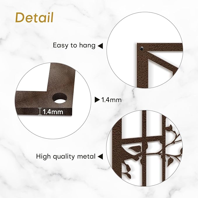 SIGNLEADER Metal Wall Art Decor Bird Silhouette on Branch Modern Abstract Wall Sculpture Hangings Home Decoration for Living Room, Bedroom, Bathroom, Kitchen, Outdoor - 24" Bronze