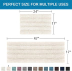 H.VERSAILTEX Extra Thick Striped Bath Rugs for Bathroom 2 Piece Bathroom Set Anti-Slip Bath Mats Soft Plush Shaggy Mat Living Room Bedroom Mat Floor Water Absorbent (Ivory, 47" x 17"/17" x 24")