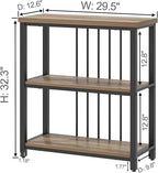 FOLUBAN Small Bookshelf and Bookcase, 3 Tier Open Book Shelf, Modern Metal and Wood Shelving Unit for Living Room Bedroom, Oak