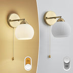 Gold Wall Sconce, mid Century Modern Sconce with Hand Pull Switch Indoor Wall Sconce for Bedroom Bedside Bathroom Kitchen Vanity Hallway Wall Mounted Light Fixture