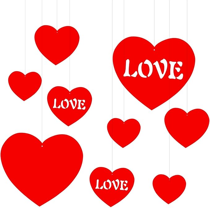 TUPARKA 25 Pcs Valentine's Lawn Decorations，Hanging Hearts for Valentine' Day Decoration Wedding and Party Supplies, Mixed Size