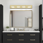 OKELI 5 Lights Bathroom Vanity Light Fixtures Gold LED Dimmable Vanity Light Over Mirror Modern Wall Mounted Lighting Fixture, 350° Rotatable Lamp Head 24W Cold White 6000K ETL Listed