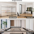 Full Length Mirror with Wheels, 71 "x 40", Black, Nano Film Surface Without Glass, shatterproof, Safe, Lightweight, only 13lbs Easy to Move and Install, for Home Gym, Dance & Yoga Studios.