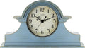 OCEST Vintage Farmhouse Mantel Clock - 13 x 7 Inch Quartz Gilt Finish Battery Operated, Contemporary Napoleon Classic Desk & Shelf Décor for Living Room Office Tabletop Bedside (Azure Blue)