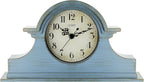 OCEST Vintage Farmhouse Mantel Clock - 13 x 7 Inch Quartz Gilt Finish Battery Operated, Contemporary Napoleon Classic Desk & Shelf Décor for Living Room Office Tabletop Bedside (Azure Blue)
