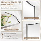 ANDY STAR Brushed Nickel Bathroom Mirror, 22"x30" Scalloped Wall Mirror in Stainless Steel Metal Frame, Unique Vanity Mirror with Modern Curved Edge Design, Ideal for Bathroom, Bedroom, Entryway