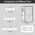 Brushed Nickel Bathroom Light Fixture, 3 Light Vanity Lights for Bathroom, Bath Lights with Milky White Frosted Glass Shades, E26 Socket