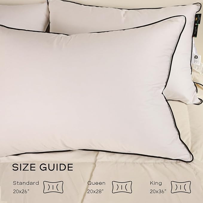 Luxury Down Fiber Pillows Queen Size, Bed Pillows for Sleeping, Pillow for Back, Stomach or Side Sleepers