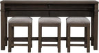 Liberty Furniture Cascade Falls Living Room 4 Piece Set - Console Bar Table, 3 Stools - Satin Espresso