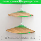 Corner Shelf, Solid Oak Wood Floating Corner Shelf Wall Mount Round End Floating Speaker Shelves with Wire Hole for Small Plant Photo Frame for Bedroom Kitchen, Living Room (Oak, 7.1in)