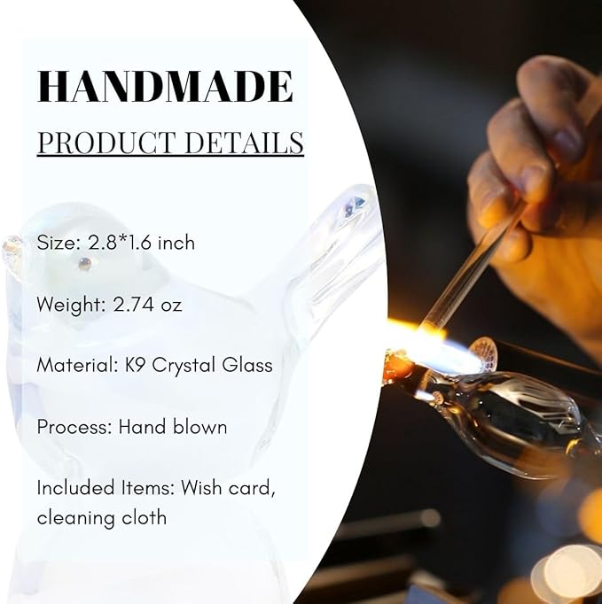 Crystal Glass Bird Figurines Dazzle Clear Glass Bird Decoration Paperweight Hand Blown Glass Art Animal Collectible Figurines Gift for Women