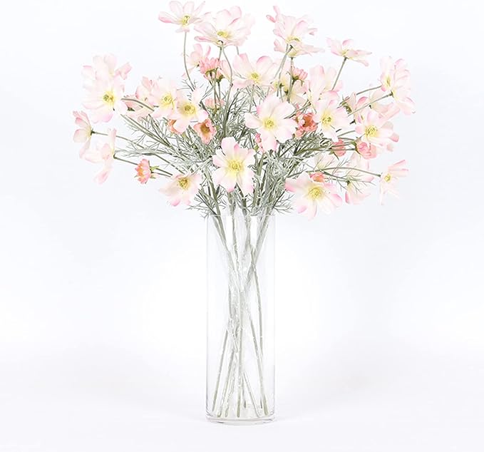 2 Pcs Artificial Flowers Plants Calliopsis Silk Flower Arrangements Wedding Bouquets Decorations Plastic Floral Table Centerpieces for Home Kitchen Garden Party Decor Approx 23.6'' High - Light Pink