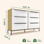 tinge Lira Premium Fabric Dresser - Solid Wooden Frame, 6 Spacious Sag-Proof Drawers with Sleek Metal Handles - Premium & Durable Storage Solution for Your Home (Light Brown)
