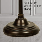 LIGHTACCENTS Royal Bronze Torchiere with Amber Alabaster Shade – Standing Light for Bedroom, Living Room, Office, Reading Corner – Floor Lamp for Home Décor, Ambient Uplight Accent