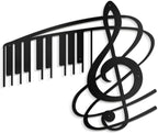 SIGNLEADER Metal Wall Art Music Note Decor - Treble Clef with Piano Key Modern Abstract Wall Sculpture Hanging Home Decoration for Living Room, Bedroom, Bathroom, Kitchen, Studio, Outdoor - 18" Black