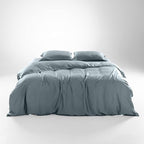 Olive + Crate Tencel Eucalyptus Cooling Duvet Cover Set - Hypoallergenic, Lyocell Tencel Duvet Cover - Temperature Regulating with Hidden Button Closure & Corner Ties - Oversized King [Basalt Blue]