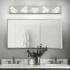 SOLFART LED Bathroom Lighting Fixtures - 5 Lights Modern Brushed Nickel Acrylic Vanity Lights for Mirror 32inch 24W
