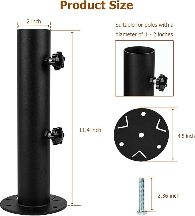 Universal Granite Umbrella Stand Tube Outdoor, Stone Umbrella Tube Base, Table Umbrella Tube Bracket, DIY Metal Tube Umbrella Mount, Marble Flag Pole Stake Holder