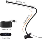 Clamp on Lamp, Clip Light, Desk Lamps 3 Color Temperature Setting, 10 Brightness Levels, 2m USB Cord Power Supply and AC Adapter Included, Pack of 2 (Black)
