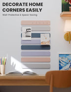 Cork Board Alternative Felt Strip Board 8-Pack 13"x2", Office Pin Board with 50 Push Pins, Adhesive Install for Bedroom Door & Home Office(Heather Grey)