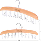 Belt Hanger Organizer for Closet: Ohuhu 12 Hooks Max 36 Belts Tie Rack Wooden Belt Holder for Storage 360 Degree Rotating Space Saver Organizer for Men Women Belt Tie Scarf Accessories-Burlywood