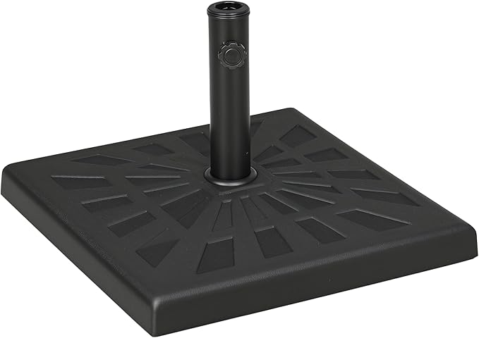 Outsunny 42lbs Resin Patio Umbrella Base, 20" Square Outdoor Umbrella Stand Holder for Parasol Poles 1.26", 1.5", and 1.9" Dia
