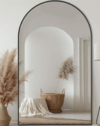 Antok Full Length Mirror, 76"x44" Floor Mirror, Arched Floor Standing Freestanding Arch Full Body Mirrors with Stand for Bedroom, Hanging Mounted for Living Room Cloakroom,Black
