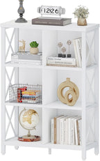 FATORRI 6 Cube Storage Organizer Shelf, Wood and Metal Cubby Bookshelf, Modern Cube Book Shelf (White Oak)