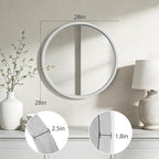 WallBeyond 28 Inch Round Wood Mirror, Large Circle Wooden Frame Wall Mirror for Bathroom, Living Room, Bedroom, Entryway (White)