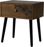 COSIEST Nightstand with Storage Drawer, Mid Century Modern Nightstand, Accent Side Table, Vintage Wood Luxury Night Stand Small Wood End Table for Bedroom, Living Room, Walnut