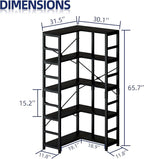 NUMENN 5 Tier Corner Bookshelf, Modern Corner Bookcase, Large Open Shelf Bookcase, Tall Bookshelves Storage Display Rack for Bedroom, Living Room and Home Office, Black