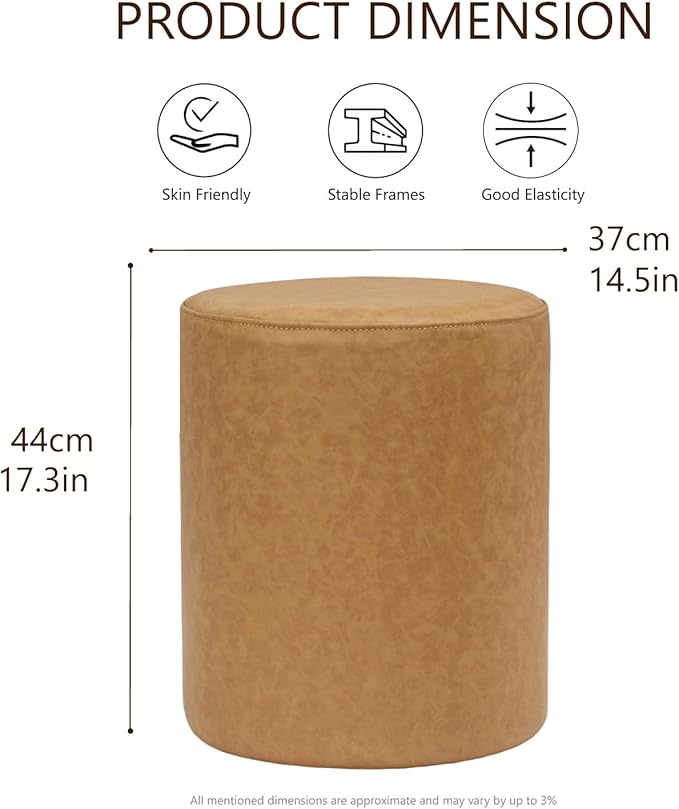 Get Set Style Modern Round Ottoman with Soft Padded Seat, Multifunctional Vanity Stool for Makeup, Upholstered Footrest Stool Ottoman Foot Stool for Living Room, Bedroom