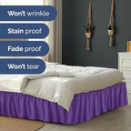 Wrap Around Dust Ruffle Bed Skirt - Purple - for King Size Beds with 21 Inch Drop - Easy Fit Elastic Strap - Adjustable Pleated Bedskirt w/Brushed Fabric - Wrinkle Free - for Women, Men, Kids & Teens