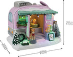 Pet Grooming Trailer Animated Christmas Village with LED Lights and Music