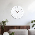 Mosewa Wall Clock 14 Inch White Silent Non Ticking Battery Operated Simple Minimalist Wooden Clock Decorative for Kitchen Bathroom Home Bedroom Living Room Office