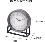 Modern Silvery Table Clock on Stand – Decorative Desk & Shelf Mantel, Farmhouse Non-Ticking, Home Décor for Living Room, Bedroom, Bedside, Office – Elegant Gift (Silvery)