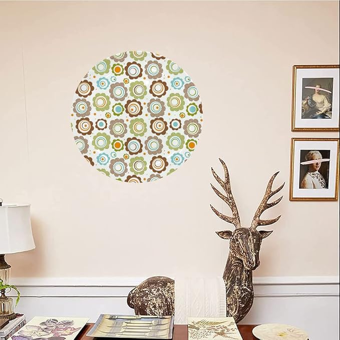 Ceramic Display Plate, Floral Ceramic Hanging Decorative Plate, Traditional Retro Polka Dots Cartoon Style, 6 Inch, Living Room Kitchen Decoration Household, Multicolor