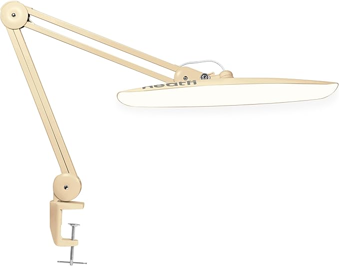 Neatfi XL Nail Desk Lamp with Clamp, 2200 Lumens, 20-Inch Wide Head, Dimmable 4 Levels, 3 Color Modes 3000K–6000K, LED Task Light for Manicure Table, Crafts, Workbench, Office (CCT, Gold)