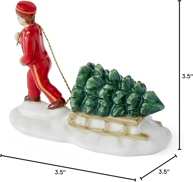 Spode Christmas Tree Miniature Village Bell Hop Figural Decoration, Holiday Figurine, Festive Tabletop Christmas Décor, Seasonal Home & Holiday Decoration Accent for Display