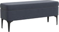 HomePop Upholstered Storage Bench with Metal Leg, 42" W, Blue Velvet