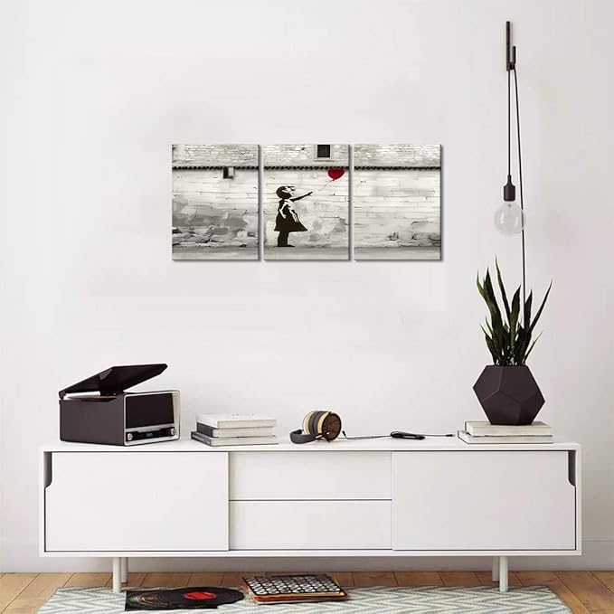 Novatique Banksy Canvas Wall Art Street Graffiti Wall Art Banksy Art Painting Print Abstract Graffiti Art Pictute Canvas Print for Living Room Bedroom, 12" x 16" x 3Pcs