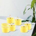 100 Pack Clear Tea Lights Candles Bulk, Summer Citronella Candle Outdoor and Indoor, for Birthday Emergency Home Garden(8 Hour, Yellow)