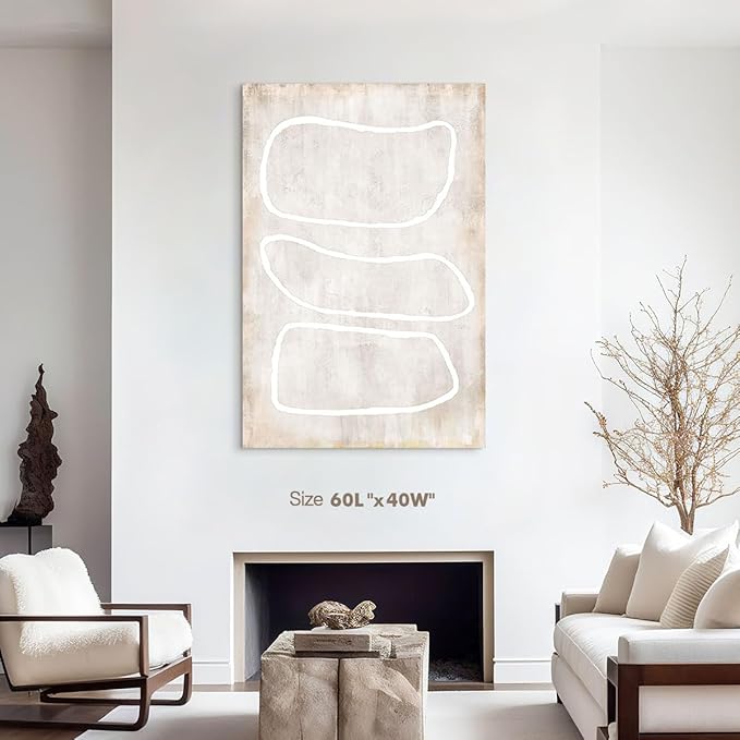 Office Deocrations Large Wall Decor Living Room Abstract Wall Art Neutral Pictures for Men Women Geometric Art Kitchen Artwork